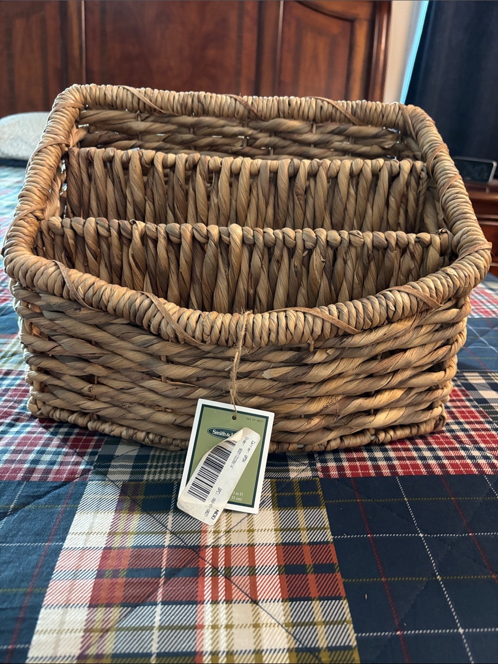 Smith & Hawken Natural Tan Woven Divided Storage Basket